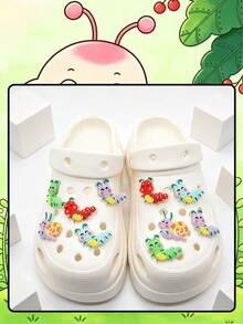 5/10pcs Colorful Caterpillar Series DIY Fashion Sandal Accessories, Detachable Perforated Sandal Decorations, Suitable For Jelly Sandals, Beach Bags, Great Choice For Birthday Gifts And Party Favors - Cute Caterpillar - View 8