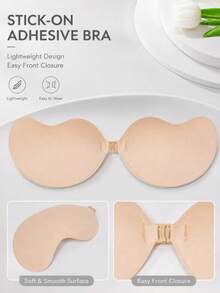 1/2 Peças Sutiã Adesivo Sem Alças e Sem Costas para Mulheres, Design Adesivo, Estrutura Push-Up, Estilo Invisível, Adequado para Vestido de Noiva, Vestido de Festa e Festa. Lingerie de Suporte Sem Costura, Conjunto de 2 Peças, Acessório Essencial de Cuidados Corporais Projetado para Ocasiões Especiais. - Multicolorido - Visão 4