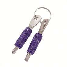 1pc Shiny Full Rhinestone Mini Screwdriver Keychain Set, Stainless Steel Slotted Screwdriver Portable Pocket Repair Multi-Function Tool, Shiny Crystal Rhinestone Key Ring Bag Pendant Fashion Style - Multicolor - View 13