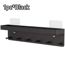 1pc Wall-Mounted 6-Hook Key Rack, Dual-Direction Design, Easy Installation For Keys And Mail. Suitable For Entryway, Hallway, Office And Other Areas, Black Surface Design. - Multicolor - View 13