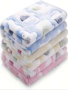 3pcs Ultra Soft Flannel Pet Blanket, Elephant Pattern - Machine Washable, Pet Bed Mat, Pet Sofa Protector Blanket, Hamster Cage Mat, Guinea Pig Mat, Rabbit Hutch Mat, Chinchilla Mat - Multicolor - View 1