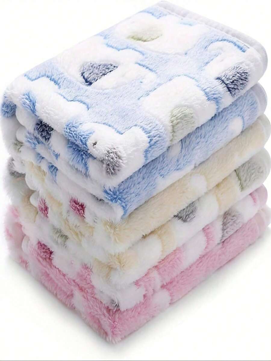 3pcs Ultra Soft Flannel Pet Blanket, Elephant Pattern - Machine Washable, Pet Bed Mat, Pet Sofa Protector Blanket, Hamster Cage Mat, Guinea Pig Mat, Rabbit Hutch Mat, Chinchilla Mat - Multicolor - View 1