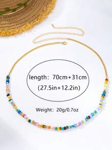 1pc Fashion Dopamine Colorful Beaded Waist Chain, Suitable For Daily Wear, Dating, Party - Multicolor - View 6