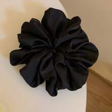 XXL Black Satin Silk Hair Scrunchie, Suitable For Girls And Women Daily Wear, Can Be Paired With Headscarf Accessories - Black - View 3