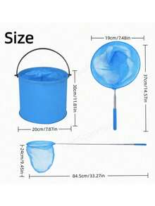 2pcs Stainless Steel Sieve Outdoor Beach Shell Collection Bucket Set, Includes Fishing Net And Foldable Bucket, Suitable For Collecting Shells, Catching Crabs And Other Outdoor Leisure Activities - 2PC - View 7