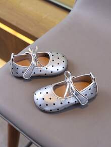 New Girls' Elegant Polka Dot Princess Shoes, Girls' Single-Layer Shoes - Silver - View 3