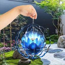 1件復古蓮花圖案金屬3D旋轉風鈴，附360°旋轉掛鉤，獨特設計適用陽台與草坪，感恩節、聖誕節、萬聖節與喬遷禮物首選（不含吊飾） - A - 查看 8