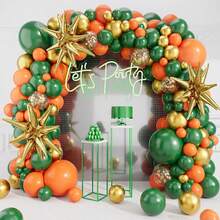 Orange Dark Green Balloon Arch Garland Set 127 Counts Sequins Foil & Metallic Gold Balloons For Wedding Birthday Christmas Thanksgiving Backdrop - Multicolor - View 4