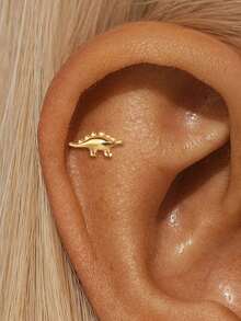 EleRunis 1pc 925 Sterling Silver Exquisite Ocean Animal Flat Back Labret Stud, Shell Cartilage/Ear Lobe/Helix Piercing Jewelry, Punk Style Delicate Jewelry, Suitable For Daily Wear And Party - Gold - View 17