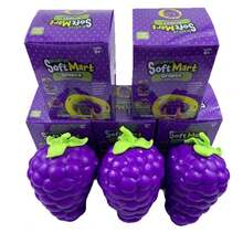 1pc Slow Rebound Grape Squeeze Toy, Soft And Squishy Desktop Collectible Decor, Stress Relief And Anxiety Soothing, Funny Prank Prop, Novel Creative Gift, Sensory Stress Relief Tool For Adults And Students, Home Office Portable Decompression Ornament, Fun Viral Venting Toy - Multicolor - View 3