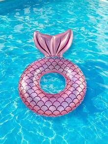 Inflatable Large Mermaid Tail Swim Ring With Backrest, Rubber Floating Bed For Adults, Lake/Beach Swimming Float, Summer Pool Beach Mermaid Theme Party Decoration Water Rest Float, Suitable For Swimming Pool, Beach, Theme Party - Multicolor - View 12