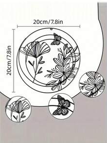 3件組現代極簡黑色金屬牆飾，抽象花卉掛飾，適用於廚房與客廳，無需電源，春夏居家裝飾 - 黑色 - 查看 8