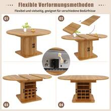 Extendable Dining Table With Storage, Multifunctional Table With Removable Shelves, Space-Saving Kitchen Table For Small Rooms And Dining Areas, MDF Top, Dark Brown - 深棕色 - 查看 5