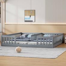 إطار سرير للأطفال 90x200 سم مع حاجز - خشب الصنوبر الطبيعي - رمادي - مشاهدة 4