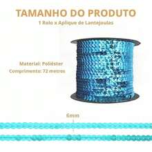 Paetê Lantejoula 6mm Rolo 72 Metros, Customização, Bordados, Artesanatos, Festas, Fantasias, Carnaval - Branco Iridescente - Visão 10