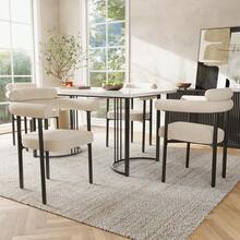 Modern Dining Chairs Dark Grey Velvet Comfortable Stylish - Beige - View 5