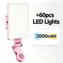 1個 85+/60/24 LED 自拍環形燈，雙色溫（白光/自然光/暖光）3種照明模式，可充電化妝燈，兼容 Android、筆記本電腦及其他智慧型手機，便攜式夾式可調光 LED 補光燈，適用於自拍、化妝、直播、相機、攝錄機、Vlog、戶外攝影、影片錄製、Zoom 會議、面試、家庭聚會，前後夾式設計，電池容量：1800/2000/200mAh - A - 查看 13