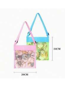 1/3pcs Bright Color Mesh Beach Tote Bag, Lightweight Foldable, With Adjustable Shoulder Strap And Sturdy Handle, Suitable For Picnic, Shell Collecting, Beach And Swimming Party, Travel Gift For Women, Girls And Boys - Multicolor - View 6