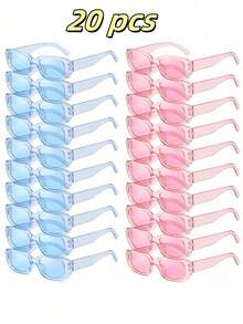 1 Pair/20 Pairs Retro Square Glasses, Black & White, Unisex Eyewear For Party Wedding And Sports Event - Multicolor - View 26