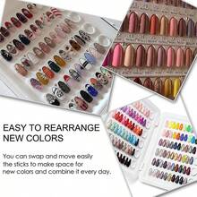 C9 Nail Polish Color Display Book, Portable White Foldable Gel Nail Polish Color Card With Replaceable Fake Nail Tips, Reusable Nail Color Sample Display Box, Professional Salon Nail Artist Color Palette Storage Book, Suitable For Home Nail Studio - White - View 3
