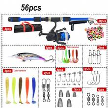Fishing Rod Set, Includes Telescopic Fishing Rod, Spinning Reel, Bait, Fishing Hooks, Travel Fishing Rod Set - Multicolor - View 4