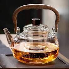 1pc 1000ml/35.2oz Heat-Resistant Glass Teapot With Removable Filter - Thick Bottom Suitable For Induction Cooktop, Suitable For Flower Tea, Herbal Tea And Loose Leaf Tea | Spring Home Tea Brewing Gift Set Suitable For Induction Cooktop And Tea Ceremony - Multicolor - View 6