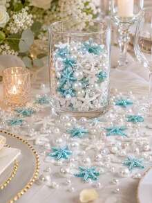 750pcs/30pcs Mixed Color Acrylic Starfish And Half Round Pearl Set, For Handmade DIY Crafts, DIY Ocean Style Handmade, Mirror Decoration, Photo Frame Decoration, Vase Decoration, Scrapbooking, Wedding And Beach Party Decoration, Wedding Table Centerpiece, Bottle Filler, Floating Pearls, Ocean And Beach Theme - Multicolor - View 7