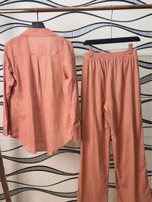 Women Two-Piece Outfits - Burnt Orange - View 3