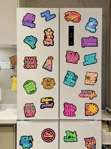 50pcs Positive Affirmation Quote Neon Stickers Neon Light Aesthetic Decal DIY Scrapbook Phone Fridges Drum Laptop Suitcase Decorative Stickers - Multicolor - View 4