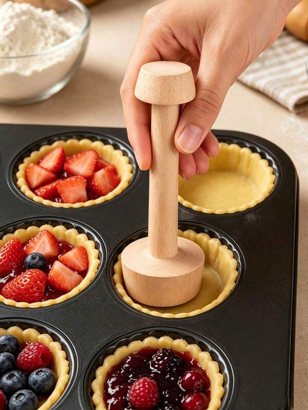 1pc Wooden Egg Tart Mold, Pie Mold, Wooden Double-Ended Egg Tart Cake Bottom Mold, Egg Tart Mold, Wooden Egg Tart Pusher, Double-Sided Egg Tart Press Mold, Pastry Pusher, Wooden Egg Tart Mold, Kitchen Tool For Egg Tart Baking Cakes, Easy To Clean, Baking Tool, Gift For Baking Enthusiasts, Chefs, Homemakers, Donut Lovers, Baking Masters, Birthday Gift