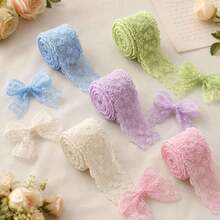 1碼甜美刺繡蕾絲緞帶蝴蝶結 DIY 裝飾飾邊，適用於衣飾、禮品包裝、手工藝品（寬4cm） - 花邊緞帶 - 查看 1