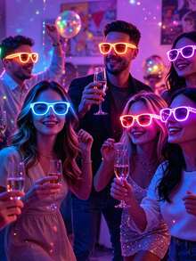 6pcs Random Color Glow-In-The-Dark Party Glasses, Plastic Colorful Fluorescent Glasses Frames, Suitable For Festival Events, Birthday Parties, Bars, Atmosphere Photo Props - Multicolor - View 7