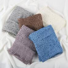 1 pieza Bufanda larga con lunares y ribete de piel corta para mujer, hiyab para mujeres musulmanas, uso diario, pañuelo transpirable para exteriores primavera/verano, chal, accesorio de ropa, regalo de cumpleaños - Multicolor - Ver 7