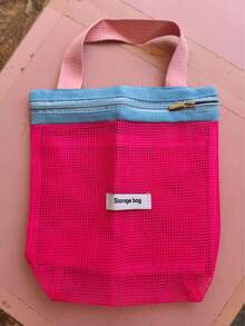 1pc Portable Mesh Storage Bag, Multi-Compartment Design, Transparent View, Suitable For Cosmetic Storage, Lightweight And Practical, Essential For Travel, Student Version, Portable For Glasses, Skincare, Fitness, Swimming, Toiletry Bag - Multicolor - View 16