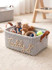 1 PC Personalized Dog Toy Basket - Corduroy Pet Storage Basket With Name, Gift For New Dog Owners - Multicolor - View 9