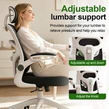 Ergonomic Office Chair & Height Adjustable Desk Chair Set, Swivel Mesh Desk Chair With Foldable Armrest, Adjustable Headrest & Lumbar Support For Home Office - Multicolor - View 4