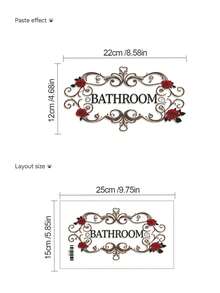 1 buah Stiker Tanda Pintu Kamar Mandi Seni Besi Mawar Merah Vintage - 1PC - View 6