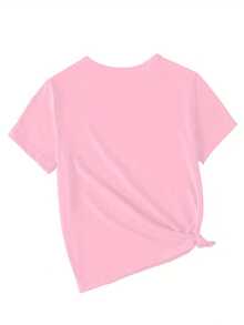 Mädchen-Kurzarm-T-Shirt/Blumen-Wal-Druck/Aus 95 % Material/Perfekt für den Sommer/Atmungsaktives Ozean-Thema, Sommeroberteil, Leicht zu kombinieren - Pink - Übersicht 2