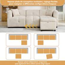 3 Seat Sofa Beige With Storage Space - Beige 3 Seat - View 10
