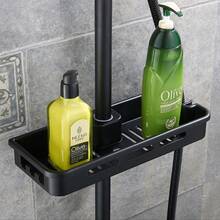 Matte Black Shower System With Integrated Shelf, Multifunctional Wall-Mounted Shower Fitting Set For The Bathroom - A - View 7