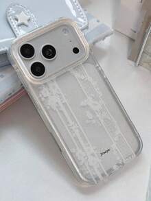 高級優雅蕾絲花卉閃亮手機殼，適用於 iPhone 17 Pro Max、17 Pro、16 Pro Max、15、13 Pro Max、14 Pro Max、17 Air、16 Plus、12 Pro、11，軟質透明亮片保護殼 - 白色 - 查看 2