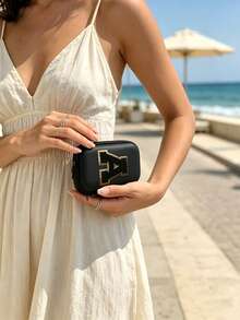 Portable Mini Transparent Zipper Storage Bag, Letter Gold-Trimmed Towel Embroidered Digital Storage Pouch, Black Waterproof Hard Shell Data Cable Earphone Organizer Box, Double-Layer Partition Anti-Pressure Anti-Drop Portable Storage Bag, College Style Customizable Initial; Suitable For All Seasons, Ideal For Students, Office Workers, Travel And Business Trips, Fits Back To School, Commuting, Short Trips, Can Store Charging Cables, Charging Heads, USB Drives, Simple Neutral Portable Digital Storage Bag, Creative Back To School Gift - Multicolor - View 9