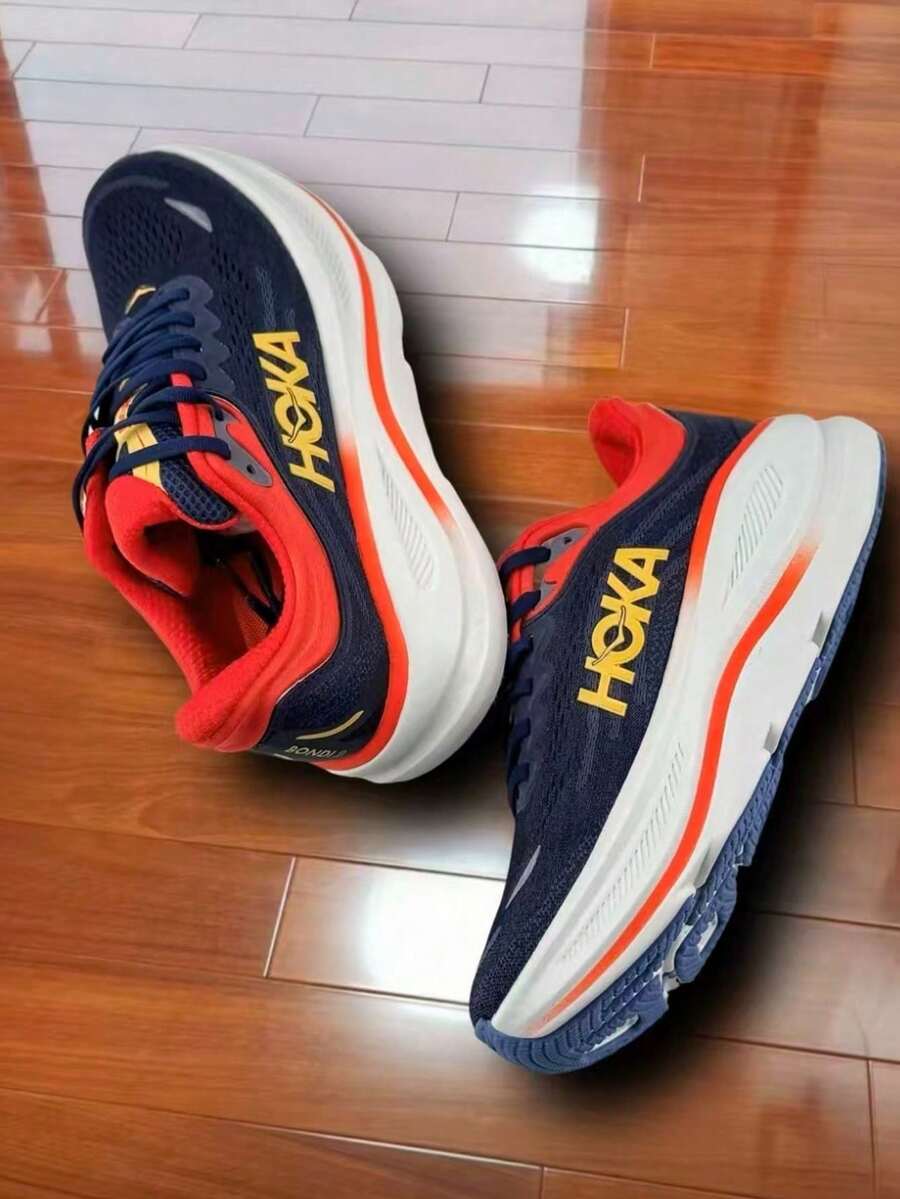 New Spring/Summer Bondi 9 Road Running Shoes, Breathable, Lightweight, Comfortable, Cushioned, Anti-Slip, All-Season, Unisex, Navy Blue - Navy Blue - View 1
