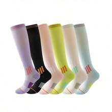 1 Pair Women's Fitness Running Jump Rope Compression Socks, Elastic Shaping Leg Compression Socks, Long Tube Yoga Socks - Multicolor - View 5