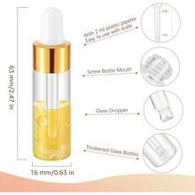 200 Pack Mini Glass Dropper Bottles 5ml Clear Vials With Dropper For Essential Oil, Small Travel Bottle Small Sample Container With Lids (Gold) - Clear - View 3