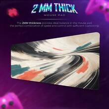 Ivory Sport Brush Large Mouse Pad, Abstract Motion Desk Mat With Coral Teal Accents, Extended Gaming Mouse Pad For Office And Study - View 2