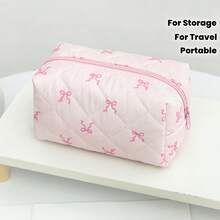 1 buah Tas Kosmetik Segi Delapan Kecil, Motif Pita, Desain Segi Delapan, Portabel, Dapat Memuat Lipstik, Bedak Padat, Lip Gloss, Perlengkapan Makeup, Tas Makeup Portabel Pita Merah Muda, Penyimpanan di Rumah, Perjalanan, Perlengkapan Sekolah - Tas kosmetik dan rias wajah - View 12