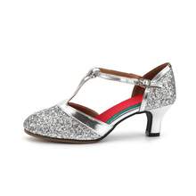 Women's Shiny Latin Dance Shoes Soft Sole 2.17 Inch Heel Salsa Tango Modern Ballroom Performance Dancing Shoes - Silver - View 17
