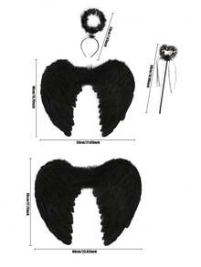 3 Buah Kostum Sayap Malaikat - Sayap Elegan, Bando, dan Tongkat Malaikat, Cocok untuk Halloween, Dekorasi Pesta Liburan, Perlengkapan Pertunjukan Dewasa. - MultiWarna - View 4