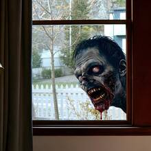 1PC Static Printing PVC Window Decal Film, Eerie 2D Zombie Halloween Decal, Easy To Apply Without Residue, Suitable For Household Glass Surfaces And Decorative Items To Create An Eerie And Frightening Atmosphere. - JD6325 - View 3